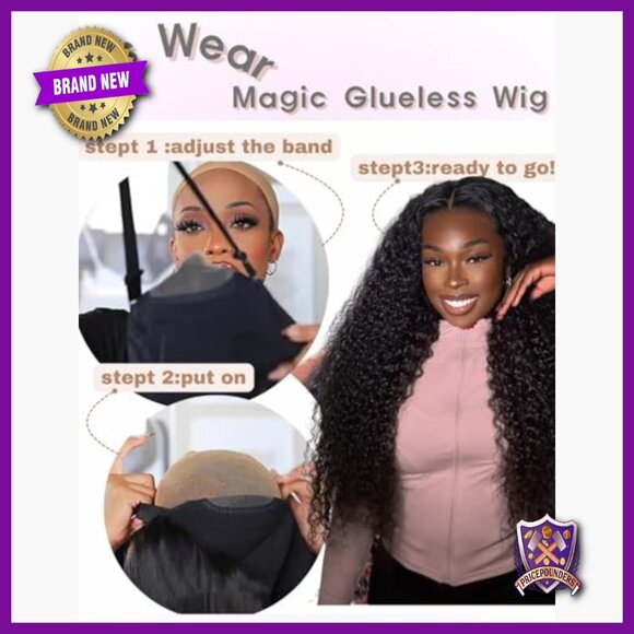 Glueless Deep Wave Lace Front Wig 24 Inch Human Hair 180 Density